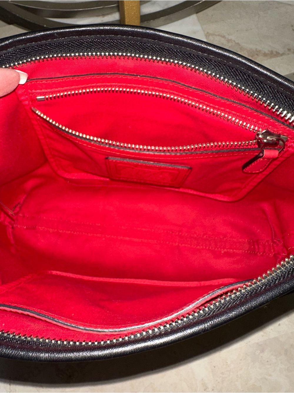 Coach Black and Red Signature Print Shoulder Bag - Picture 7 of 8